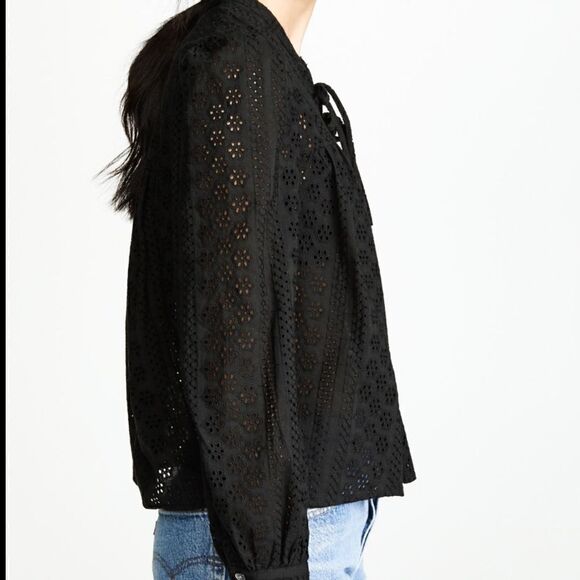 NWT Madewell Eyelet Double Tie Peasant Top - Picture 2 of 6